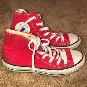 Red converse high tops